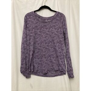 BCG Women's Purple Camouflage Long Sleeve Sheer Athleisure Top - SZ M